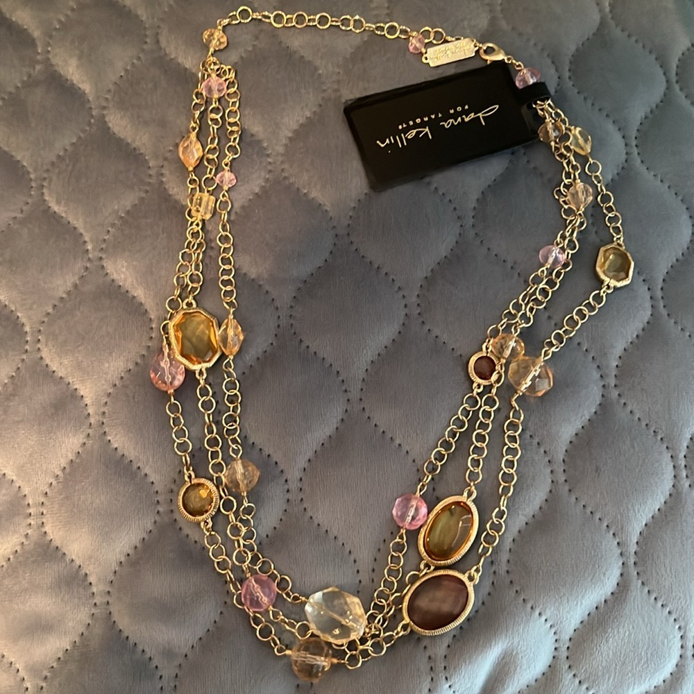 Dana Kellin for Target Gold, Pink and Amber Three-Strand Necklace - Picture 2 of 5